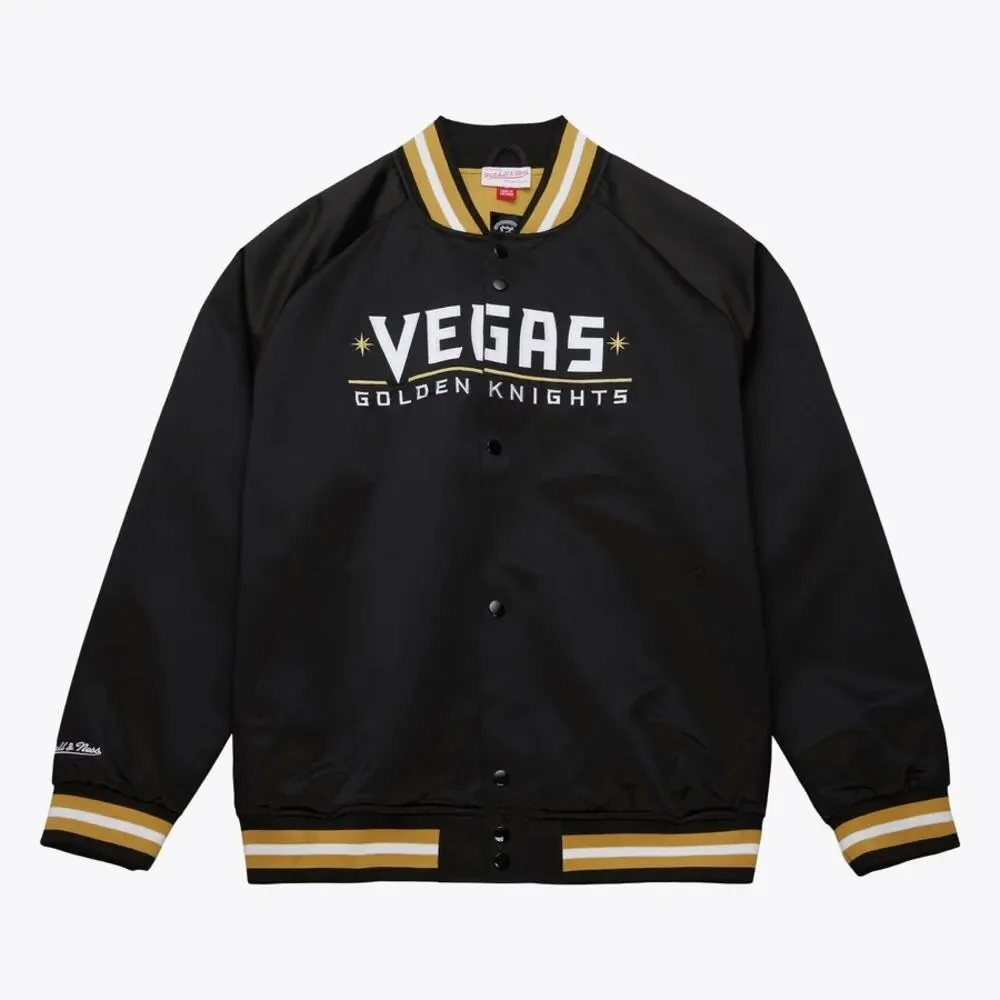 Mitchell & Ness Vegas Golden Knights Satin Jacket Size L Black Gold